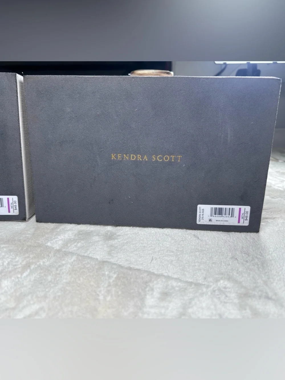 2 NEW Kendra Scott Gray Faux Leather Jewelry Boxes *with Defects*